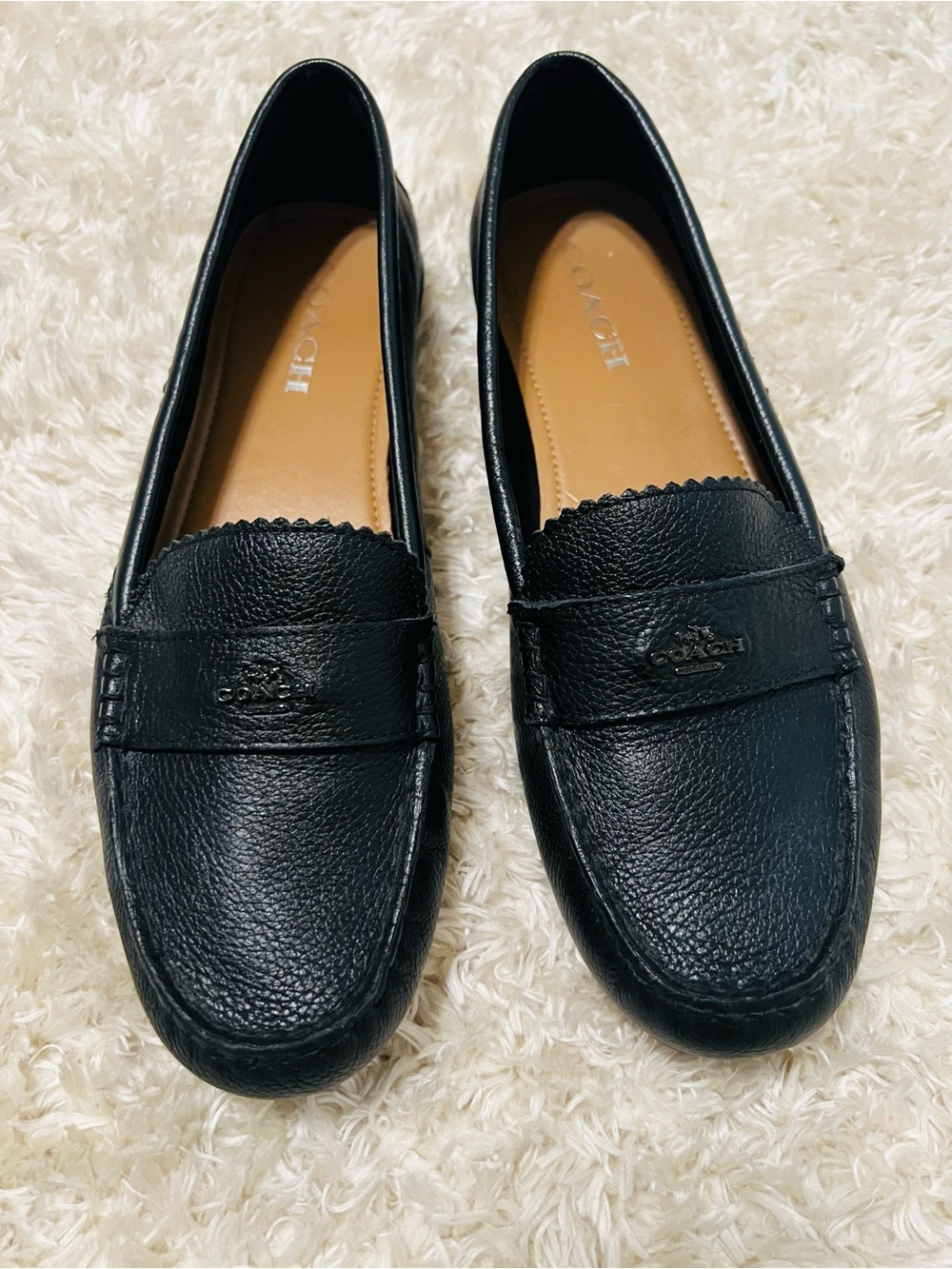 COACH Odette Black Pebbled Leather Loafers